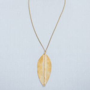 Nature inspired leaf design necklace with small gold colour brass chain
