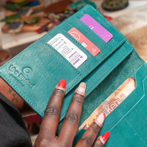 Bright colour leather wallet with multi compartments and that can carry passport too