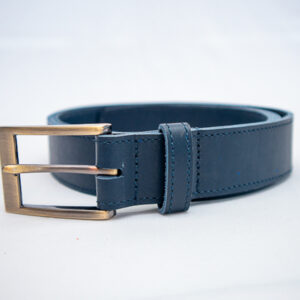 Blue toned belt with brass buckle