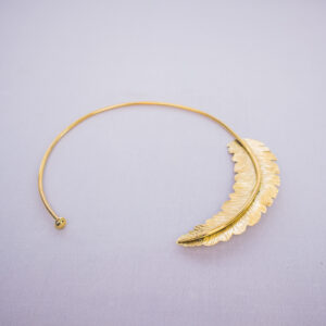 Handcrafted feather detail statement choker. Made from pure brass with a shiny finish