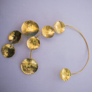 Bold and beautiful statement choker with multiple round charms. Handmade from pure brass