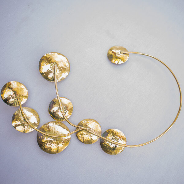 Back view of the brass statement neck piece. Bold, beautiful and stylish piece from Afrostyled.
