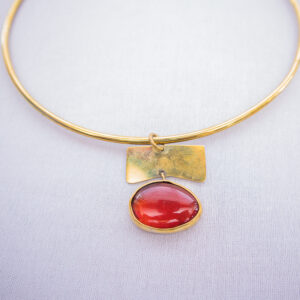 Crimson red statement choker made from recycled glass and pure brass