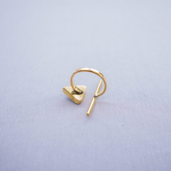 Slim brass ring with black triangular inlay