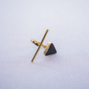 Slim brass ring with black triangular inlay