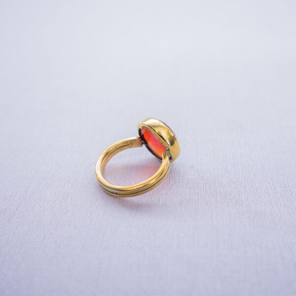 Minimal brass ring with round orange glass beads