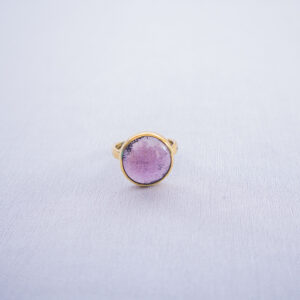 Shiny glass beaded rings with polished brass and recycled glass. Available in different colours