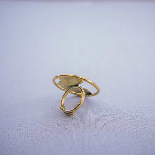 Brass statement ring featuring cutout Africa map design with a glossy finish