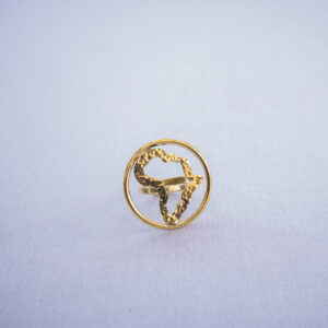 Hand crafted African map inspired brass ring symbolizing cultural heritage. It is classy and adjustable.