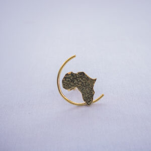 Adjustable Afrostyled statement ring with a geometric arc and bold Africa map detail
