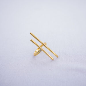 Minimalist brass ring with twin parallel line design