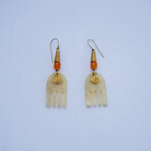 Statement bone earrings in the shape of decorative hair combs. Beautiful bold style inspired by afro combs.