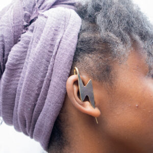 Bold,stylish brass ear cuffs,shaped like lightning bolt.