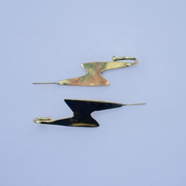 Bold,stylish brass ear cuffs,shaped like lightning bolt.