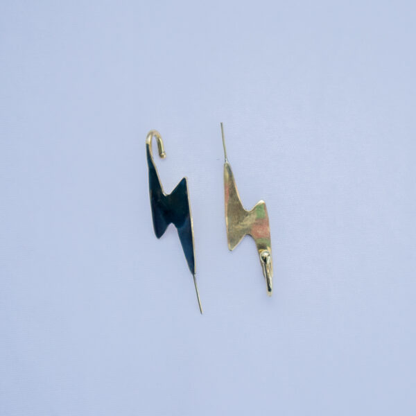 Bold,stylish brass ear cuffs,shaped like lightning bolt.