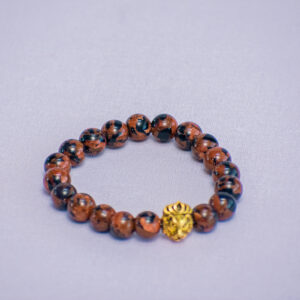 Bold bracelet made of brown volcanic rock symbolizing strength and resilience