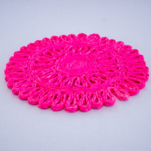 Decorative baby pink handpainted coaster with a unique pattern.Made from sisal.