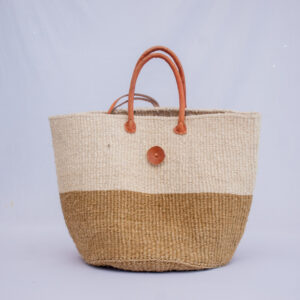 Eco-friendly woven sisal bag with sturdy leather handles, ideal for shopping or gifting.Available in different colours and sizes.