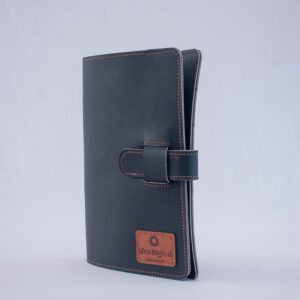 Classic black leather notebook cover handcrafted in Kenya