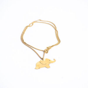 Handcrafted brass necklace featuring an elephant-shaped pendant with elephant-shaped pendant with raised trunk and stylized details.