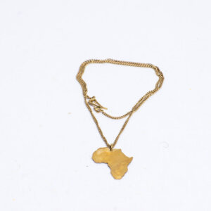 Handcrafted Africa-shaped pendant necklace in brass metal finish