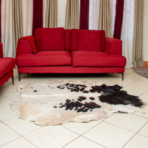 Premium White and Black Speckled Genuine Cowhide Rug