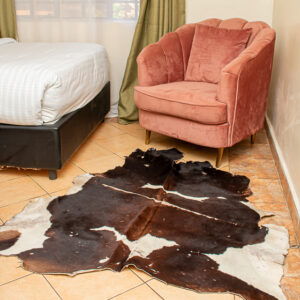 Tricolor Dark Brown and White Genuine Cowhide Rug