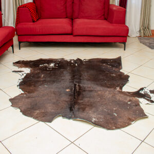 Classic Dark Brown and White Genuine Cowhide Rug